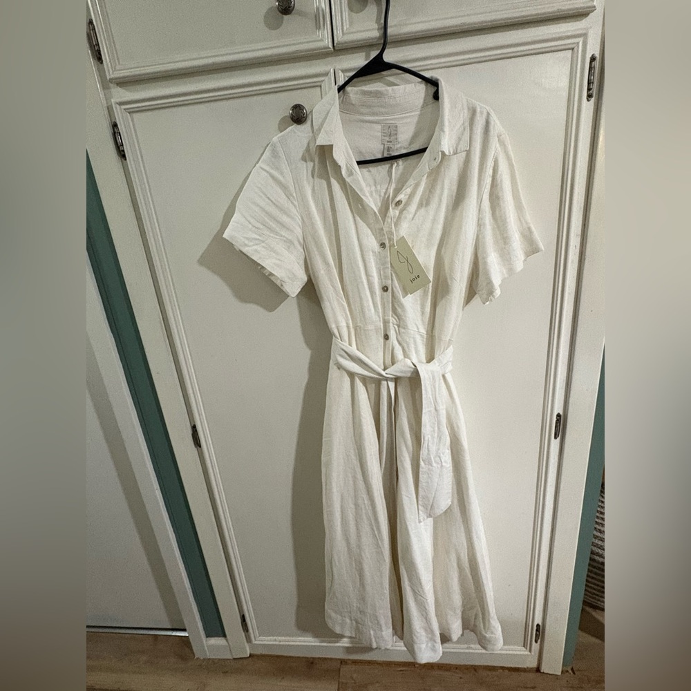 Joie Cream Button-Up Midi Dress